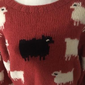 Red Sheep Black Sweater Pullover Wool Medium